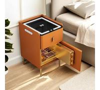 Smart Wireless Charging Nightstand with Hidden Safe & LED Light Multi-Functional Bedroom Table for Home USB Charging Stylish ge Design