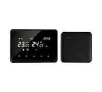 Smart Wireless Thermostat Programmable WiFi Smart Thermostat Programmable Wall Mounted with RF Receiver Voice Control APP Remote for Gas Boiler Floor Heating Touch Screen(Black)