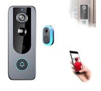 Smart Wireless Video Doorbell with 720p HD Camera, Two-Way Audio, Motion Detection, IP65 Waterproof, 4000mAh Battery, for WiFi System, Includes Dingdong Chime Receiver for Home Security