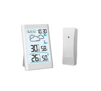 Smart Wireless Weather Station Big LCD Digital in/Outdoor Thermometer Hygrometer Remote Sensor Alarm Time Clock Weather Forecast,White