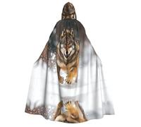 Smart Wolf Unisex Adults Hooded Cloak Cape - Black & White Hooded Cloaks for Halloween Cosplay Costumes