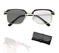 Smart Zoom Reading Glasses Distance&near Progressive Multi-focus Anti Blue Light for Women Men Automatic Zoom Reading Glasses (Gold,+1.5)