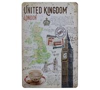 SMARTAIAN United Kingdom London Vintage Tin Metal Sign Home Wall Plaque Decor