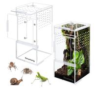 Smartang Jumping Spider Enclosure, Acrylic Terrarium (3 * 3 * 6inch), Watertight, Front Opening, Highly Transparent