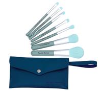 Smartass & Sass B*tchy Makeup Brush Set - 7-Piece Brush Kit with Vegan Leather Bag - Photo-Ready Tools for Bold Looks - "All Things Are Possible with Coffee & Mascara" Bag