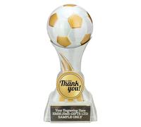 Smartbadge A Big Thank You Football Award 130mm Attack Strike White Trophy Engraved Free