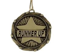 Smartbadge Antique Gold Combo Star Runner Up Award Personalised Medal with Choice of Ribbon