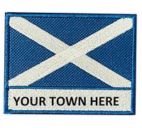 Smartbadge® Any Scottish Town City Name Embroidered Onto This Scotland Saltire Patch (A)