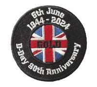 Smartbadge® D-Day Landings 80th Anniversary 1944-2024 UK Gold Fully Embroidered Sew or Iron on Patch (A)