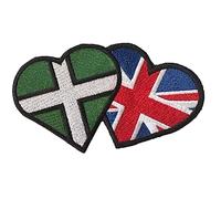Smartbadge® Devon Flag and Union Jack Flag Friendship Heart Embroidered Sew/Iron on Patch Badge (A)