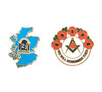 Smartbadge® Orange Lodge Order Scotland 2.5 Gold Plated Badge And Masonic We Will Remember Hard Enamel Lapel Pin Badges