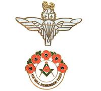 Smartbadge® Parachute Regiment Paras Wings Royal Air Force Military Badge And Masonic We Will Remember Hard Enamel Lapel Pin Badge