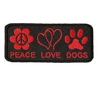 Smartbadge® Peace Love Dogs CND Hearts Paws Embroidered Sew or Iron on Patch (A)