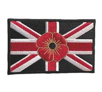 Smartbadge® Poppy Red Black and White Union Jack Remembrance Day Embroidered Sew/Iron on Patch Badge (A)