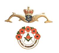 Smartbadge® Royal Navy RN Submarine Service Cut-Out Large Badge And Masonic We Will Remember Hard Enamel Lapel Pin Badges
