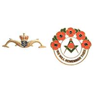 Smartbadge® Royal Navy RN Submarine Service Cut-Out Small Badge And Masonic We Will Remember Hard Enamel Lapel Pin Badges