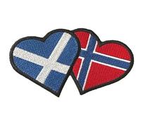 Smartbadge® Scotland Saltire Flag and Norway Flag Friendship Heart Embroidered Sew/Iron on Patch Badge (A)
