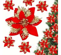 Smartbies 10 PCS Poinsettia Flowers, 5.5" (14cm) Christmas Decorations in Red | Size: 1 Pack Smartbies Red 1 Pack