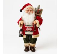 Smartbies 45cm Realistic Santa Claus Figure Standing Traditional Red Santa Claus Figure Christmas Decoration Ornament Doll for Window Table Home Display Christmas Party Decoration