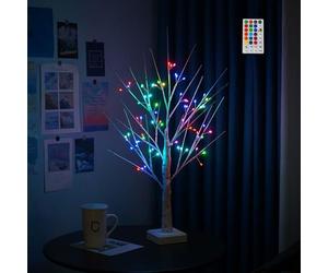 Smartbies Birch Twig Tree Lights Pre Lit Christmas Tree with 72 RGB Warm White LEDs l USB Or Battery Operated Tabletop Decoration for Xmas Party with Remote Control