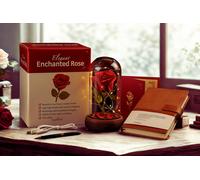 smartbies Christmas Enchanted Rose in Glass Gift set With Notebook USB Cable or Battery Powered