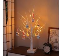 Smartbies Christmas Tree with 24 LED Lights & Hanging Eggs - Pre-Lit Birch Twig Tree, Battery or USB Powered, Festive Home Decoration, Spring Decor, Gifts & Seasonal Display