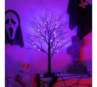 Smartbies Halloween Pre-Lit Black Twig Tree - 24 Warm White LED Lights | Size: 1 Pack Smartbies Black 1 Pack
