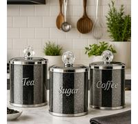 smartbies Luxury Crystal Tea, Coffee & Sugar Canister Set