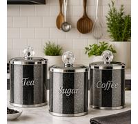 Smartbies Luxury Crystal Tea, Coffee & Sugar Canister Set in Black | Size: 1 Pack Smartbies Black 1 Pack