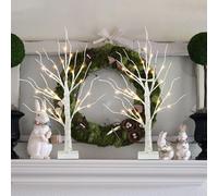 Smartbies Pack Of 2 24 Led Light Birch Twig Christmas Tree | Pre Lit Tree Christmas Decoration With 24 Light in White | Size: 1 Pack Smartbies White 1 Pack
