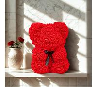 Smartbies Women's Rose Bear Black Ribbon Rose Petals Teddy Bear Presents for Women in Red | Size: 1 Pack Smartbies Red 1 Pack