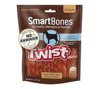 SmartBones Smart Twist Sticks With Peanut Butter 50 Count, Rawhide-Free Chews For Dogs, SBTT-02943, 50-count
