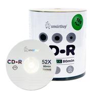 Smartbuy 100-disc 700mb/80min 52x CD-R Logo Top Blank Data Recordable Media Disc
