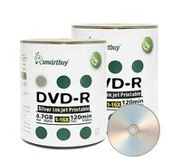 Smartbuy 200-disc 4.7gb/120min 16x DVD-R Silver Inkjet Hub Printable Blank Recordable Media Disc