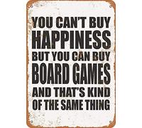 SmartCows Vintage 12x16 Tin Metal Sign You Can't Buy Happiness But You Can Buy Board Games Retro Wall Decor Home Decor