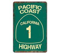 SmartCows Vintage Metal Tin Signs Pacific Coast Highway Signs California Decor 12 X 8 Inches