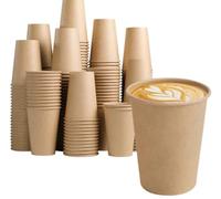 SmartCups 10 oz - 300 ml - 100 Count Kraft Disposable Paper Cups, Hot Coffee Cups 10OZ Kraft Brown Unbleached - Eco-Friendly Cups - for Hot/Cold Beverage, Party, Home, Office 100 Pack 10 Ounce