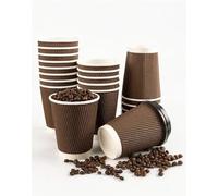 SmartCups 200 x 8oz Ripple Brown Kraft Paper Cups Disposable Insulated Coffee Cups with Secure White or Black SIP Through Lids Leak-Proof Durable Paper Cup for Tea Coffee & Hot Beverages 200 PACK 8 OZ