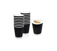 SmartCups 350 x 12oz Triple Wall Ripple Black Kraft Paper Cups Disposable Insulated Coffee Cups 12 Ounce - Leak Proof, Recyclable Drinking Cups for Hot & Cold Drinks, Tea, Coffee - 350 Pack - 12 OZ
