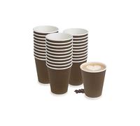 SmartCups - 500 x 8oz Ripple Brown Kraft Paper Cups - Strong 3-PLY Disposable Insulated Coffee Cups - Leak-Proof Recyclable Drinking Cups for Hot and Cold Drinks, Tea, Coffee and Beverages Takeaway
