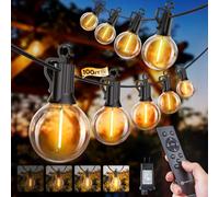 SmartDawn 100FT 31 Bulbs Outdoor String Lights with Remote & Dimmable