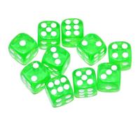 SmartDealsPro 10-Pack D6 Six Sided 16mm Transparent Dice Die for DND, MTG, RPG, Tenzi, Yahtze, Bunco, Table Borad Games, Math Teaching (Green Translucent)