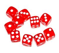 SmartDealsPro 10-Pack D6 Six Sided 16mm Transparent Dice Die for DND, MTG, RPG, Tenzi, Yahtze, Bunco, Table Borad Games, Math Teaching (Red Translucent)
