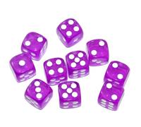 SmartDealsPro 10-Pack D6 Six Sided 16mm Transparent Dice Die for DND, MTG, RPG, Tenzi, Yahtze, Bunco, Table Borad Games, Math Teaching (Purple Translucent)