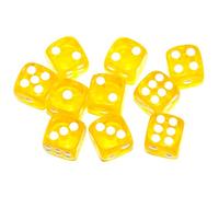 SmartDealsPro 10-Pack D6 Six Sided 16mm Transparent Dice Die for DND, MTG, RPG, Tenzi, Yahtze, Bunco, Table Borad Games, Math Teaching (Yellow Translucent)
