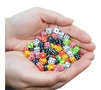Smartdealspro 100 Assorted D6 Mini Tiny Dice Game Dot Square Dice Age 3+ for Casino Themed Activity, Board Game, Teaching Math, Parties (8mm)