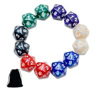 SmartDealsPro 12-Pack 20 Sided Dice D20 Large Pearl Polyhedral Spin Down Dice Die with Pouch for DND RPG MTG Table Game