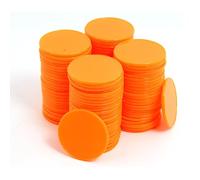 Smartdealspro 32mm Opaque Plastic Learning Counters Mini Poker Chips Games Tokens with Storage Box (Flat, 100pcs, Orange)