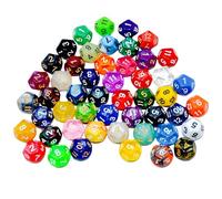 SmartDealsPro 50-Pack D6 D12 D20 6 12 20 Sided Dice Polyhedral Dice with Pouch for DND RPG MTG Table Game (D12, MIx Color)