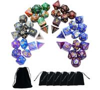 SmartDealsPro Glitter Polyhedral Dice Sets with Pouches for DND RPG MTG Dungeon and Dragons Table Board Roll Playing Games D4 D8 D10 D12 D20 (6-Color Sets 2)